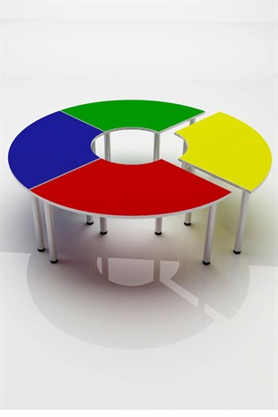 Anaokulu Yuvarlak Grup Çalışma Masası, 5 Parça Etkinlik Masası