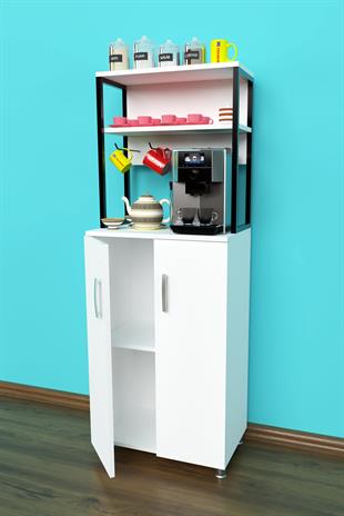 Çok Amaçlı Mutfak Dolabı Kahve Dolabı Beyaz