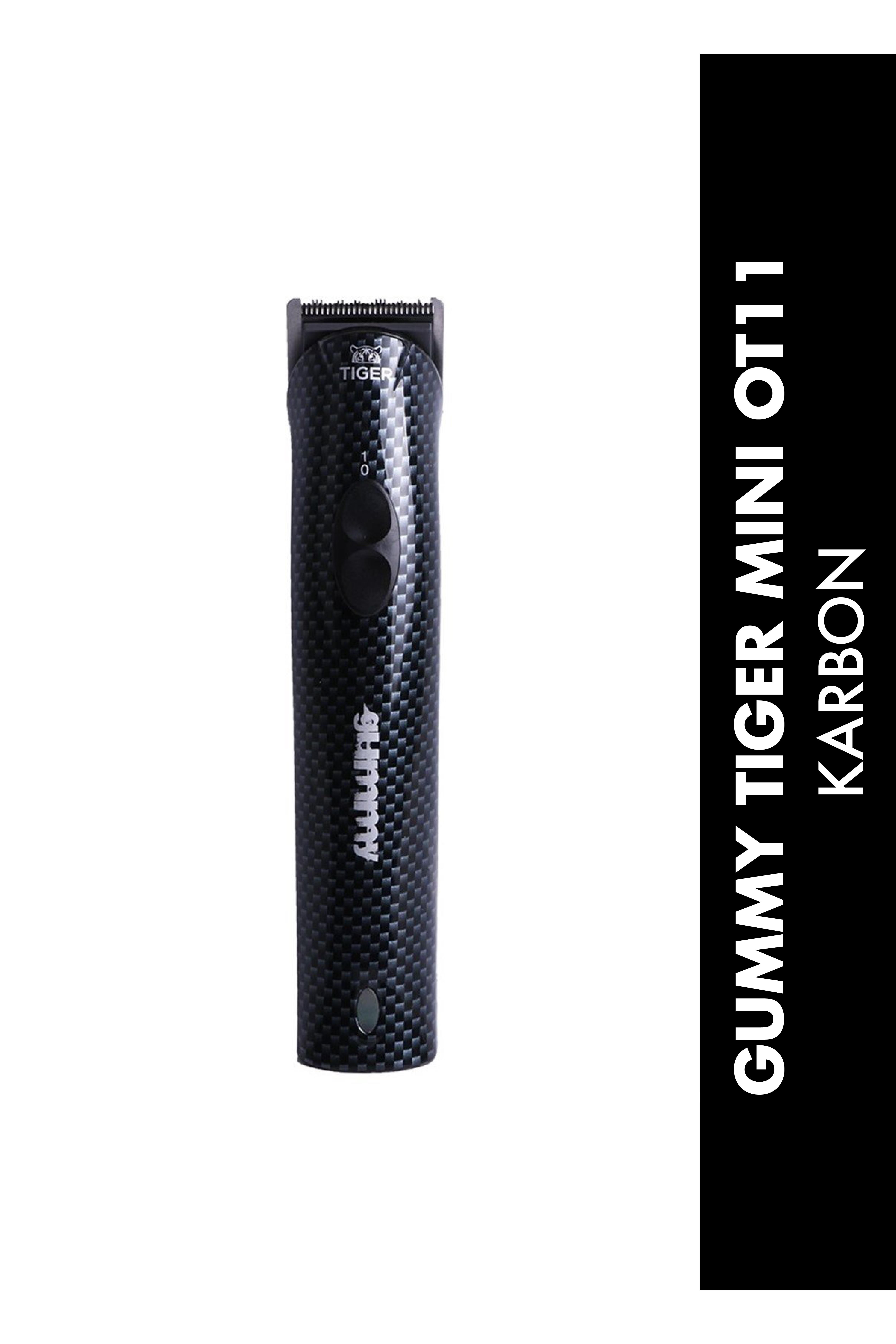 Gummy Tiger Mini OT11B Ledli Kablosuz Profesyonel Sakal Kesme Makinasi (Karbon)