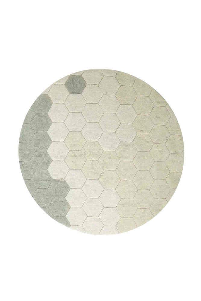 Halı, Round Honeycomb Blue Sage