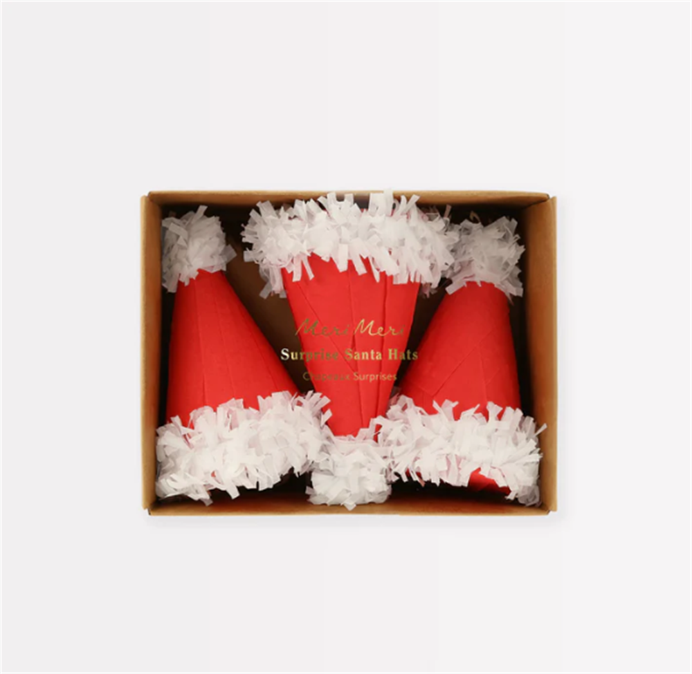 Meri Meri - Surprise Santa Hats - Süprizli Noel Baba Şapkalar (3lü)