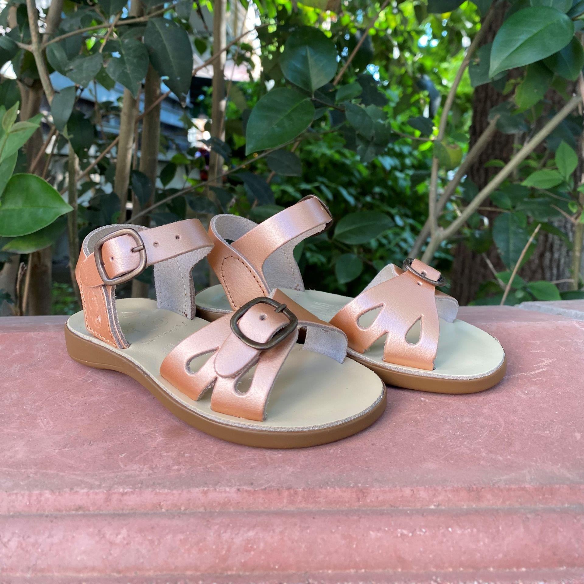 Samphire Marella Ruvalic Rame - Parlak Somon Rengi Deri Çocuk Sandaleti