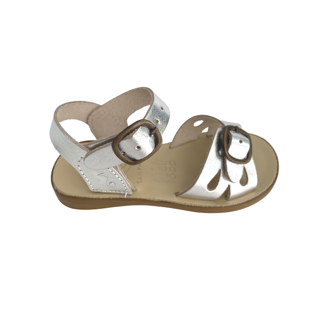 Samphire Marella Ruvalic Silver - Parlak Gümüş Rengi Deri Çocuk Sandaleti