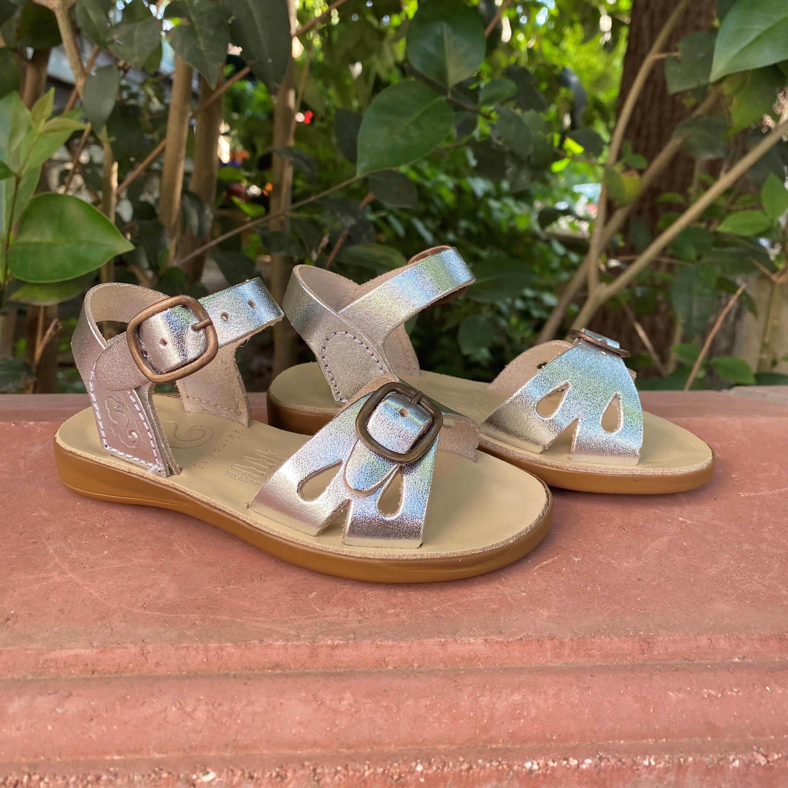 Samphire Marella Ruvalic Silver - Parlak Gümüş Rengi Deri Çocuk Sandaleti