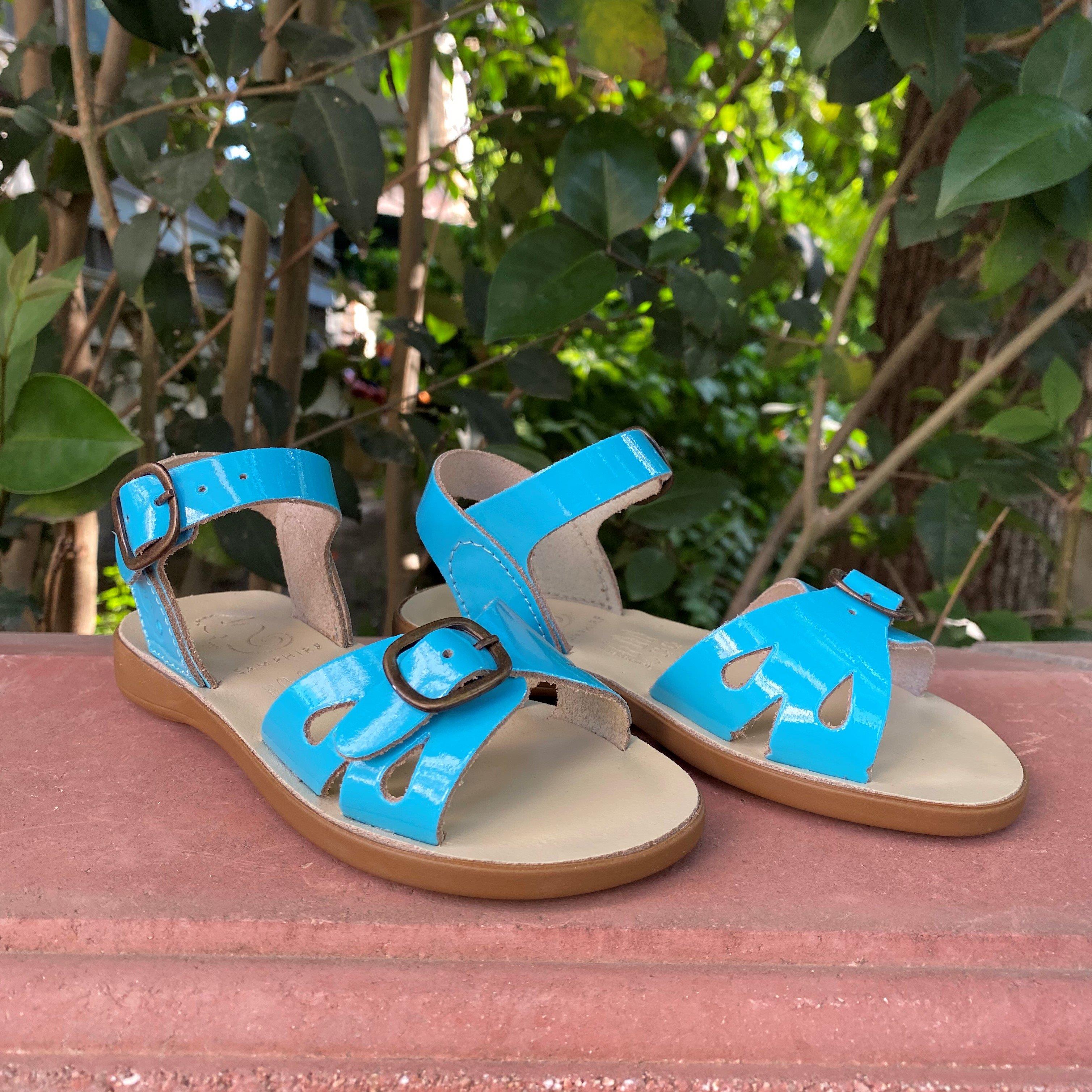 Samphire Marella Verniz Sky - Mavi Deri Çocuk Sandaleti