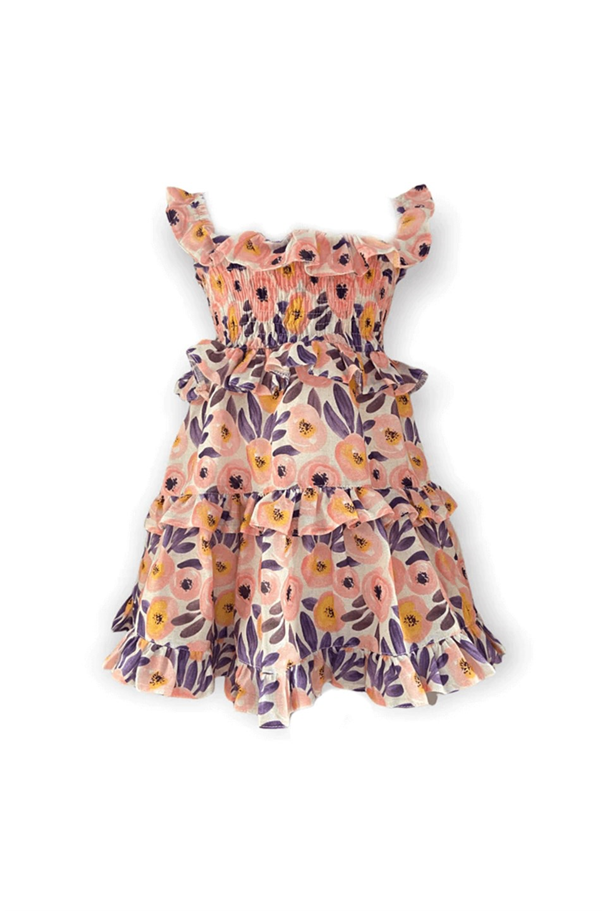 Floral Askılı Elbise