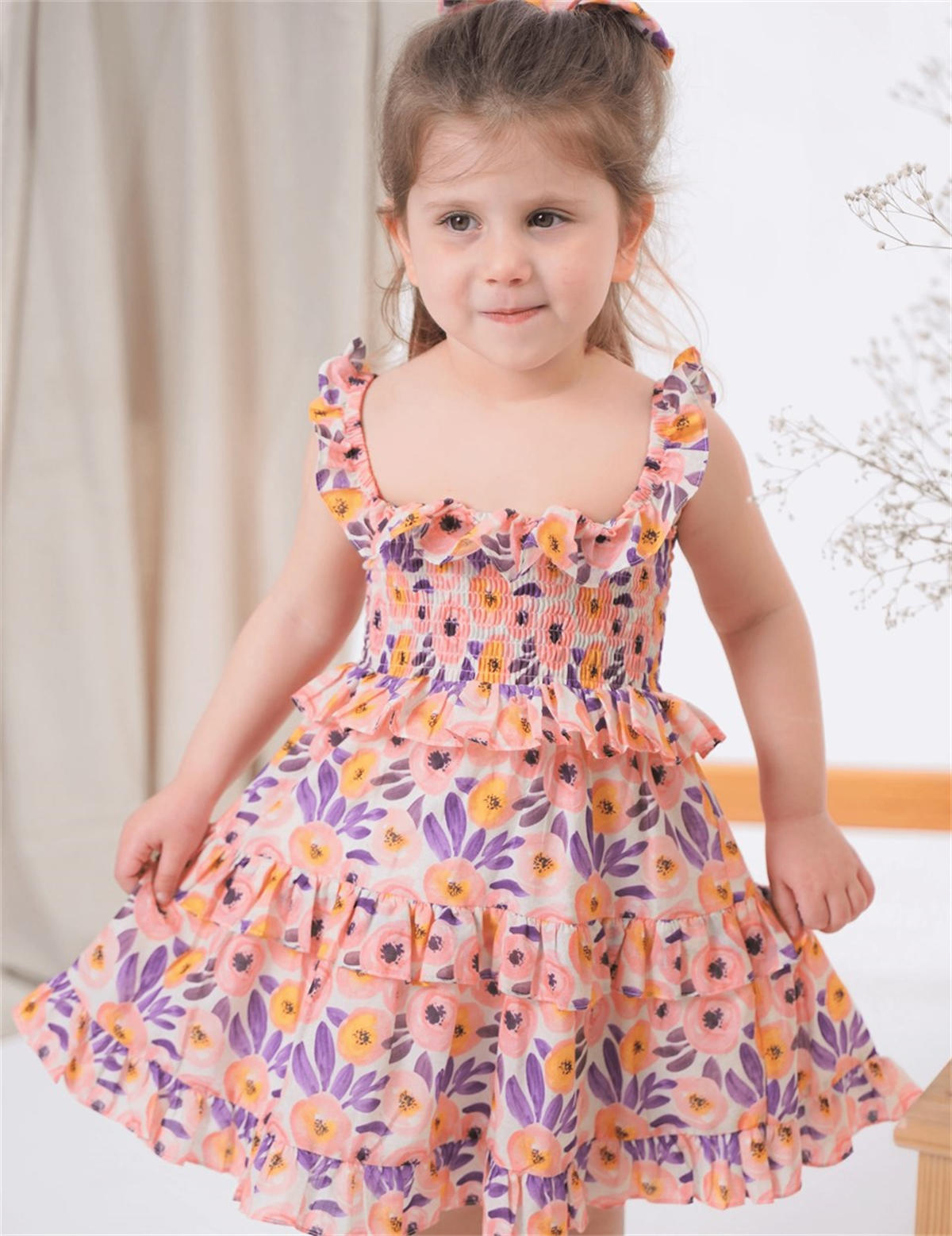 Floral Askılı Elbise