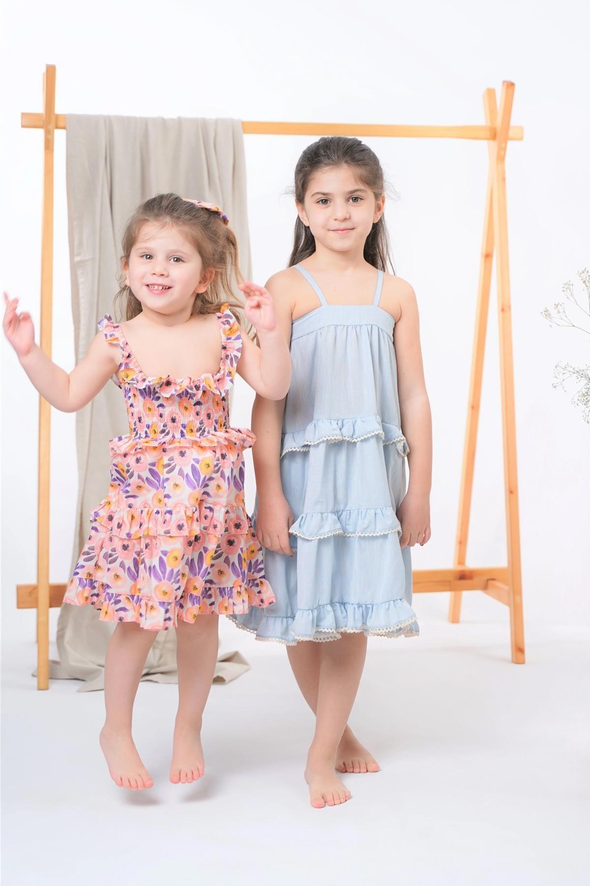 Floral Askılı Elbise