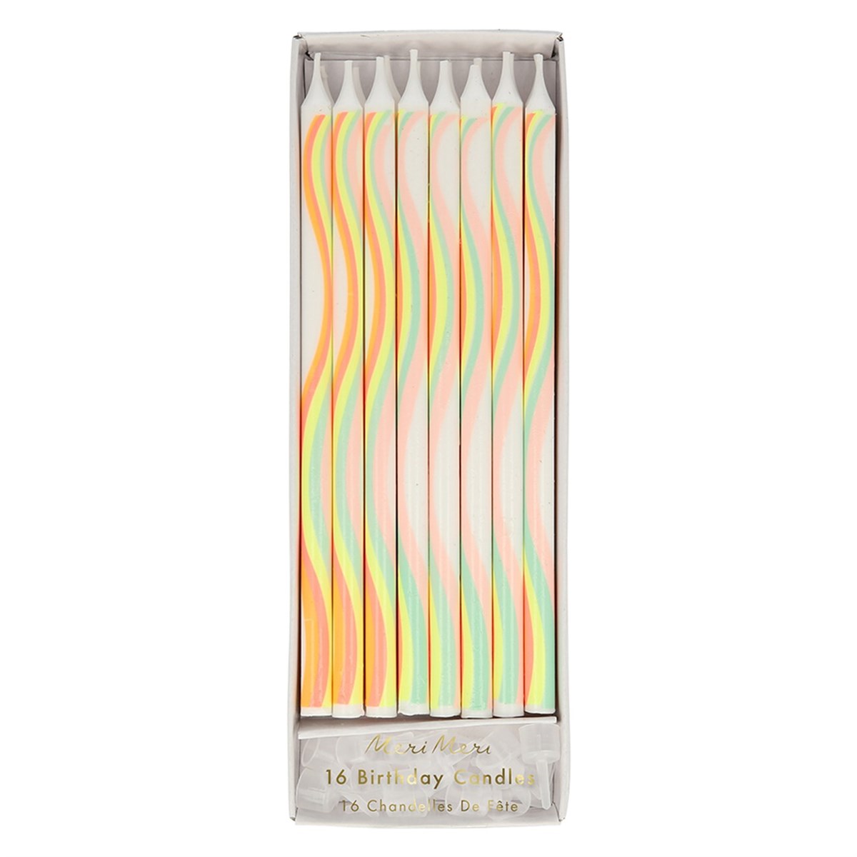 Meri Meri - Tapered Rainbow Candles - Gökkuşağı Desenli Mumlar