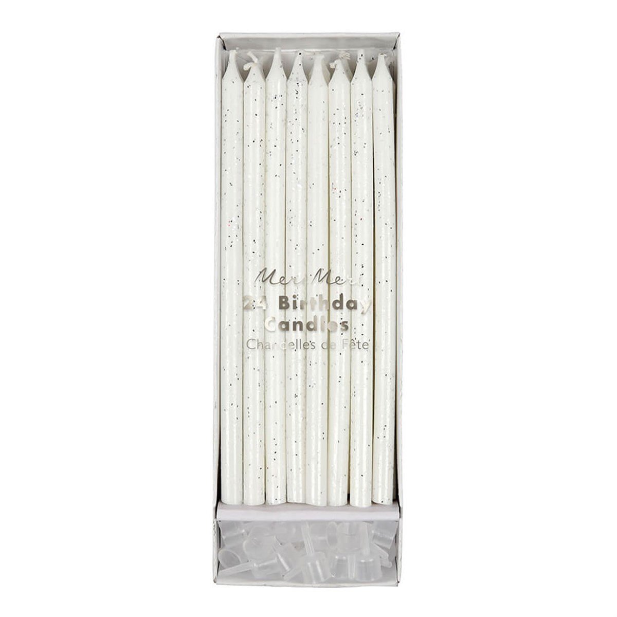 Meri Meri - Silver Glitter Candles - Gümüş Simli Mumlar