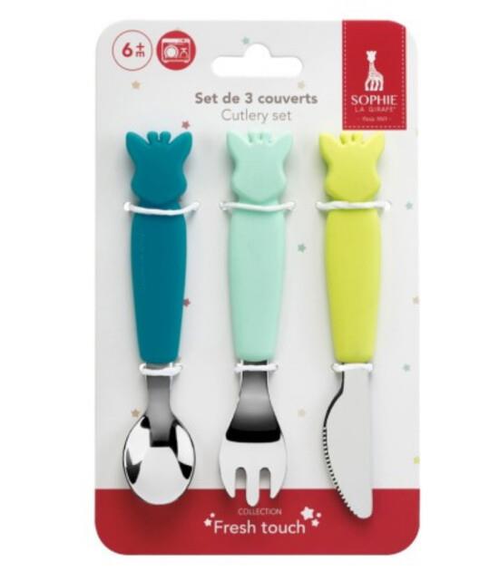 Sophie La Girafe Metal Çatal Bıçak Takımı // Mavi