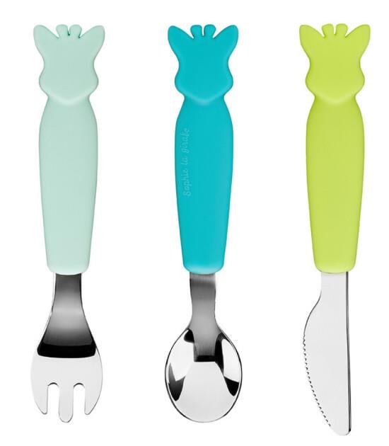 Sophie La Girafe Metal Çatal Bıçak Takımı // Mavi