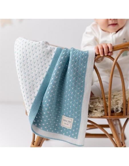 Triko Bebek Battaniyesi - Bebe Petrol Rengi - Puantiye