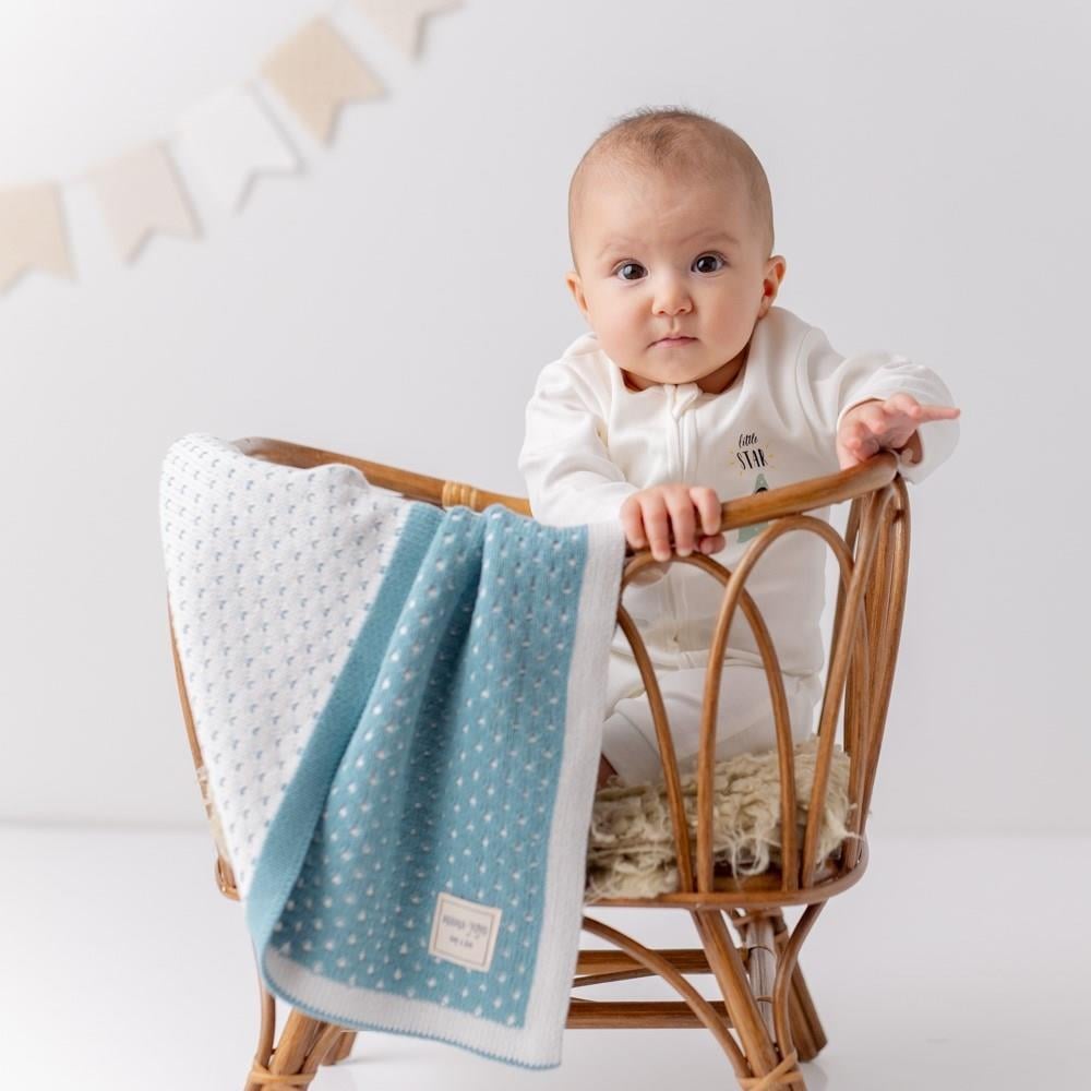 Triko Bebek Battaniyesi - Bebe Petrol Rengi - Puantiye