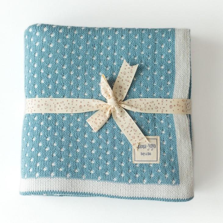 Triko Bebek Battaniyesi - Bebe Petrol Rengi - Puantiye