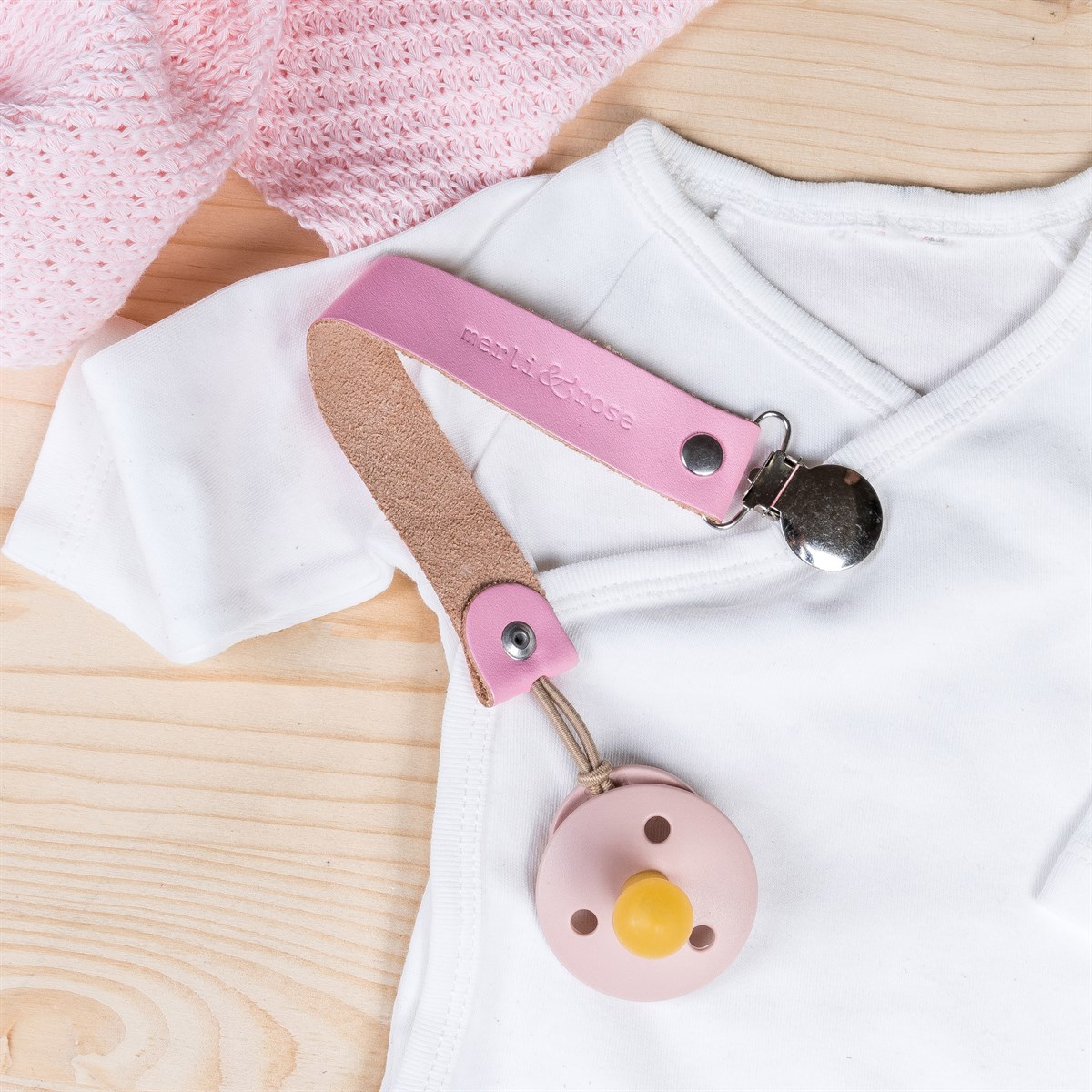 Vejetal Deri Emzik Askısı - Baby Pink