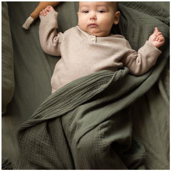 Wabi Sabi Çift Kat Müslin Battaniye,Vetiver