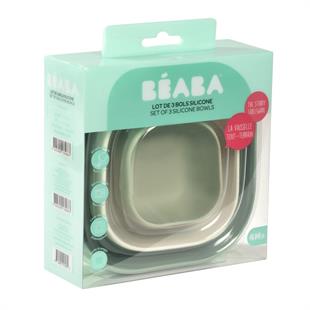 3 Parça Silikon Kase Seti, Sage green/Cotton/Misty green