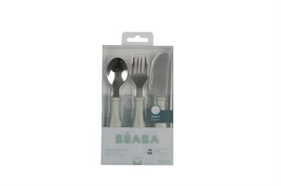 Beaba Paslanmaz Çelik Çatal Bıçak Kaşık Seti, Misty green
