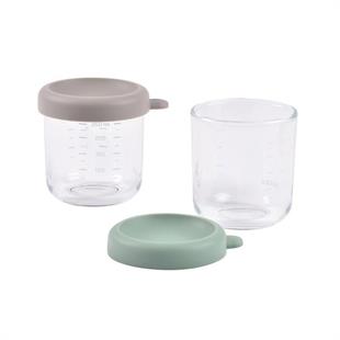Bebek cam mama kavanozu 2li set, 250 ml Sage green / 250 ml Gazelle