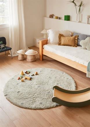 Halı, Round Dot Blue Sage