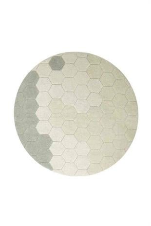 Halı, Round Honeycomb Blue Sage
