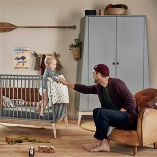 Luna Bebek Karyolası 70x140cm, Gri/Meşe