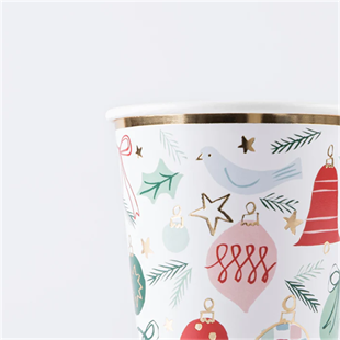 Meri Meri - Festive Pattern Cups - Yeni Yıl Bardaklar (8li)