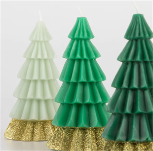 Meri Meri - Green Tree Candles - Yeşil Ağaç Mumlar (3lü)