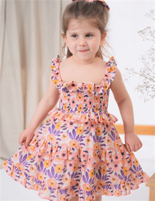 Floral Askılı Elbise