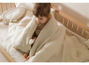 Fransız Dokuması Keten Yaprak Dekoratif Yastık, Bej / Limited Edition