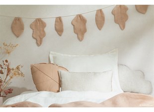 Fransız Dokuması Keten Yaprak Dekoratif Yastık, Sand / Limited Edition
