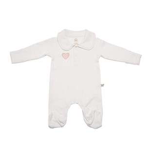 Göğüste Kalp Nakışlı Tulum / Kız (0-3 ay)
