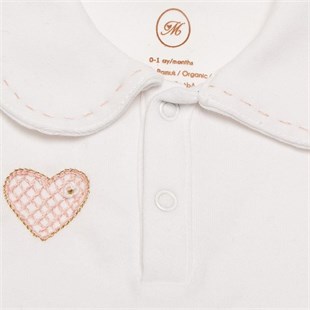 Göğüste Kalp Nakışlı Tulum / Kız (0-3 ay)