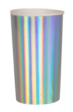 Meri Meri - Silver Holographic Cups - Gümüş Hologramlı Bardak - L