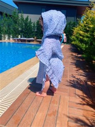 Leopard Başlıklı Müslin Panço