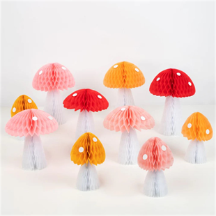 Meri Meri - Honeycomb Toadstool Decorations - Petek Mantar Dekorlar - 10lu