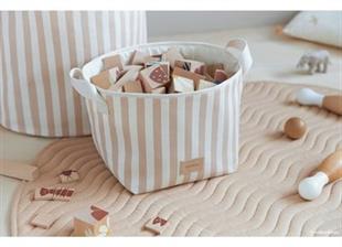 Nobodinoz İnce Çizgili Django Sepet Natural/Bej