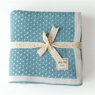 Triko Bebek Battaniyesi - Bebe Petrol Rengi - Puantiye