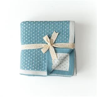 Triko Bebek Battaniyesi - Bebe Petrol Rengi - Puantiye