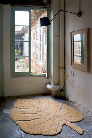 Yaprak Desenli Monstera Halı Honey