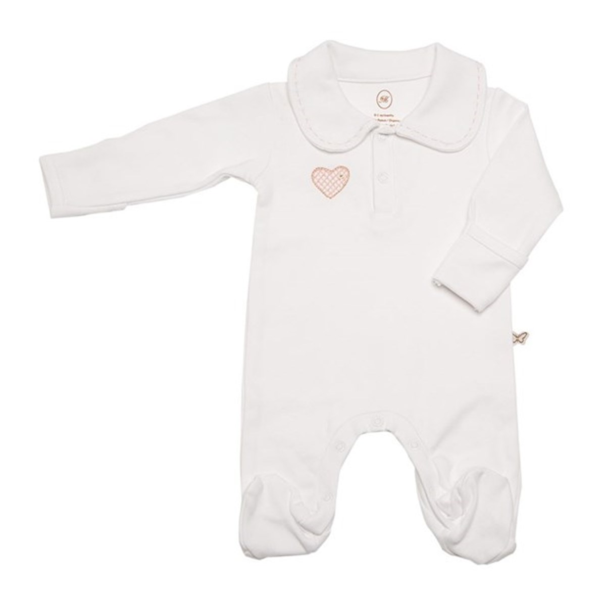 Göğüste Kalp Nakışlı Tulum / Kız (0-3 ay)