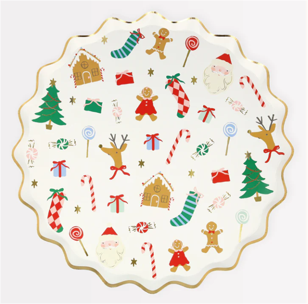 Meri Meri - Jolly Christmas Side Plates - Yeni Yıl Tabaklar (M) (8'li)