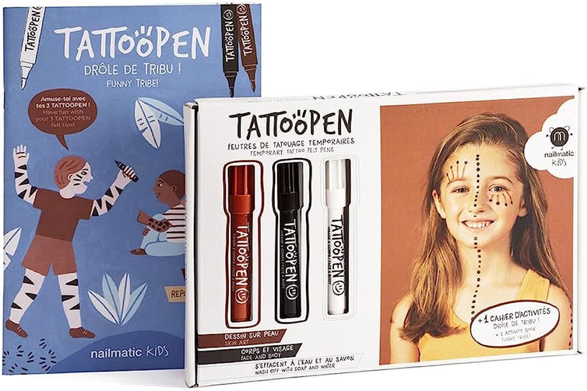 Nailmatic Geçici Dövme Kalem Seti(3 adet) + Aktivite Kitabı// Art - Funny Tribe