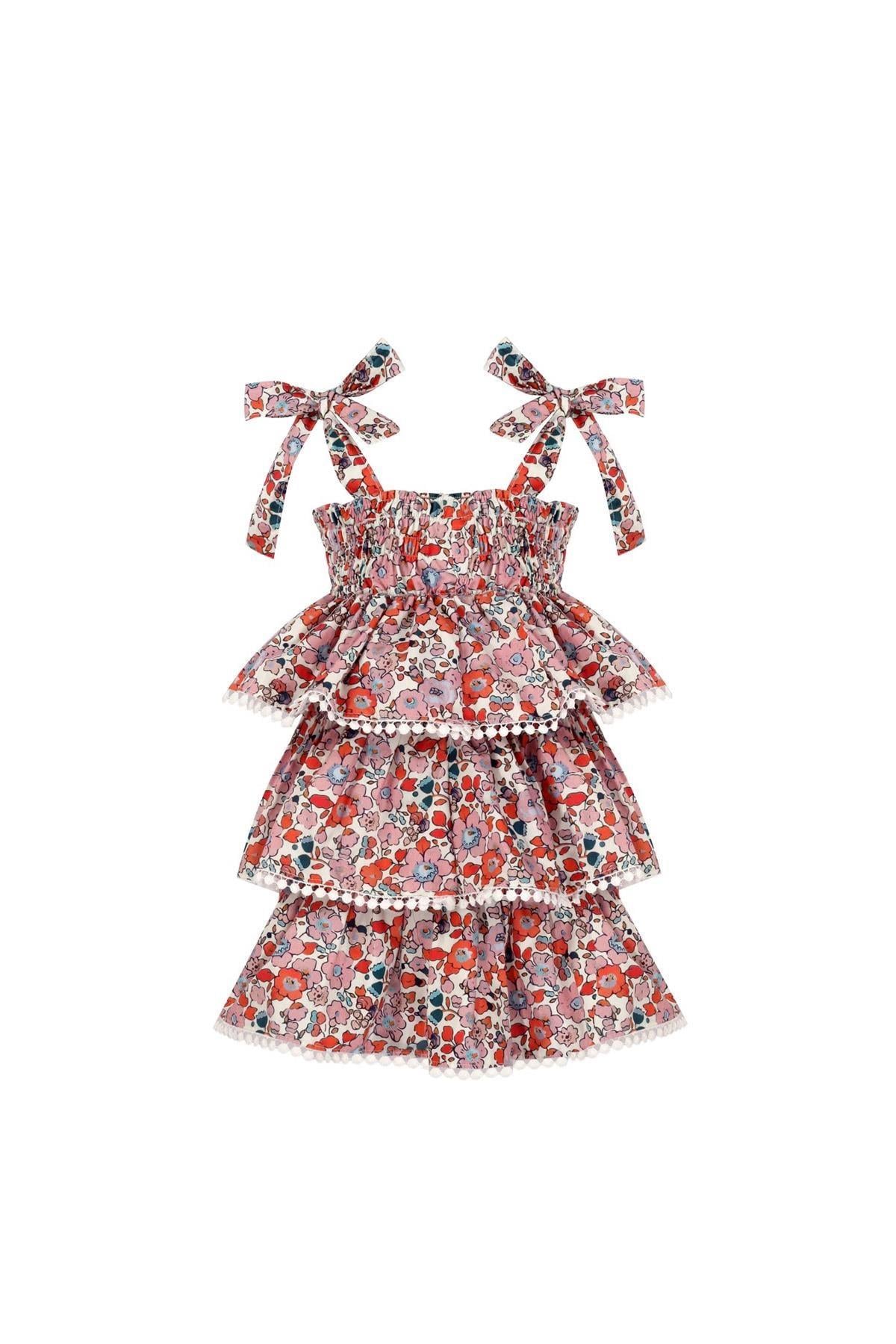 Pembe Floral Askılı Elbise