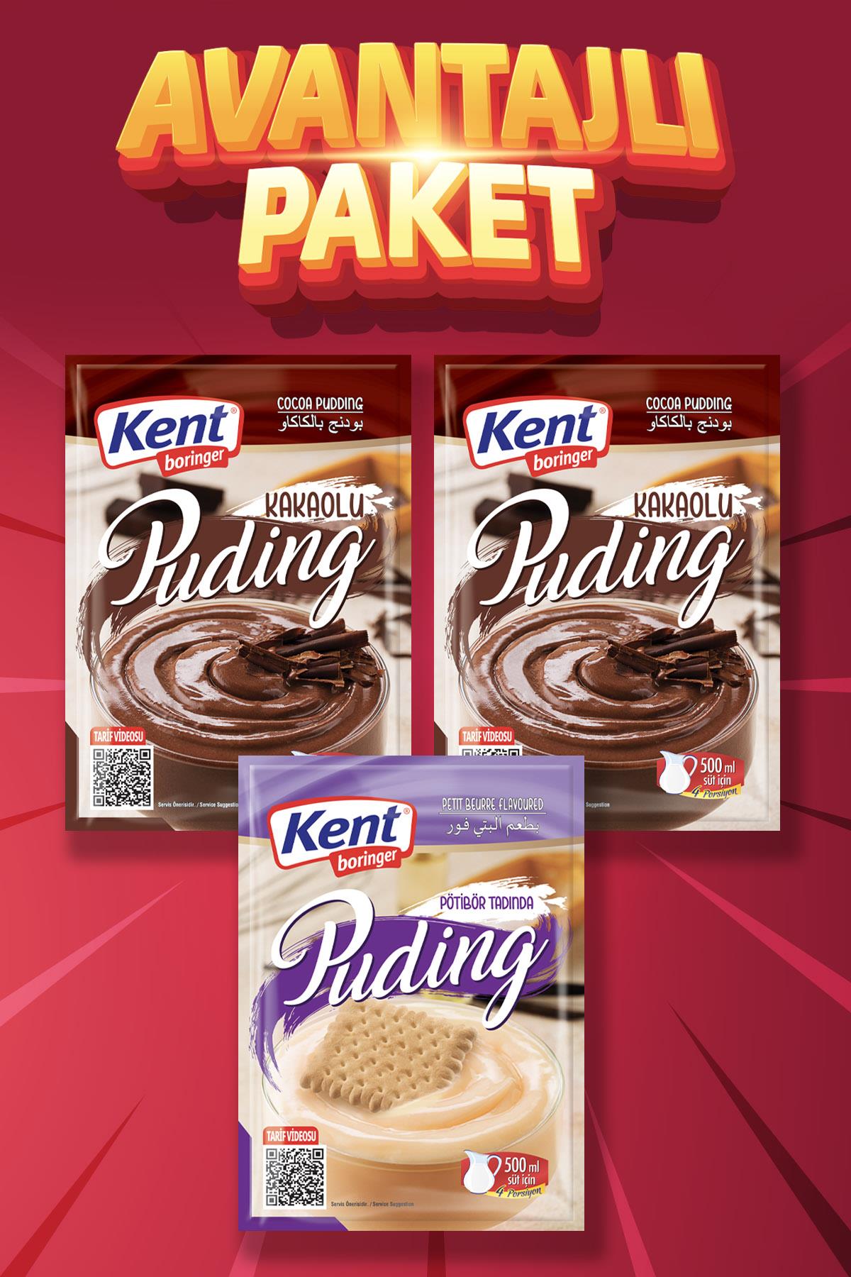 Kent Boringer Avantajlı Paket 3 lü Kakaolu Puding + Petibör Tadında