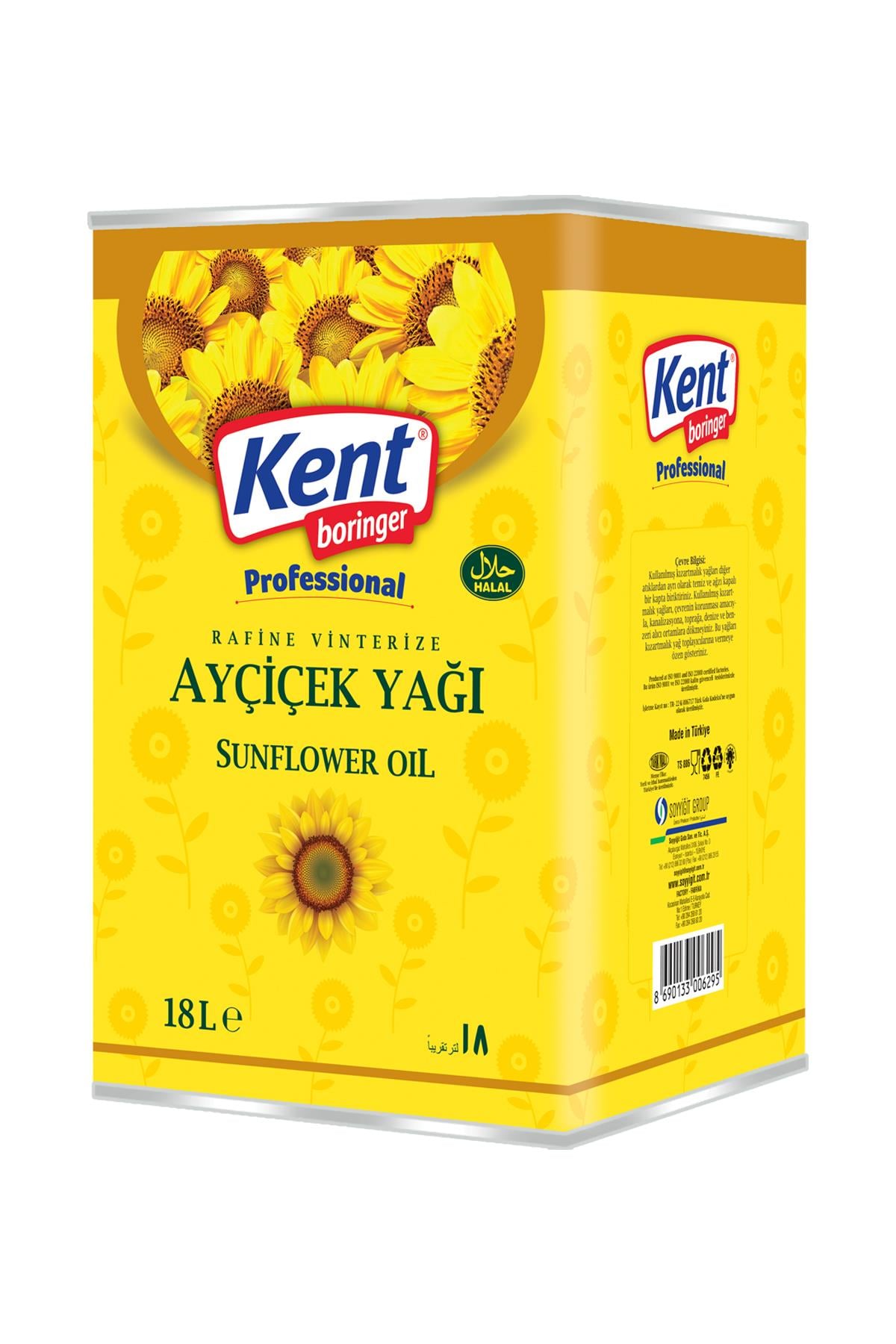 Kent Boringer Ayçiçek Yağı 18 Lt