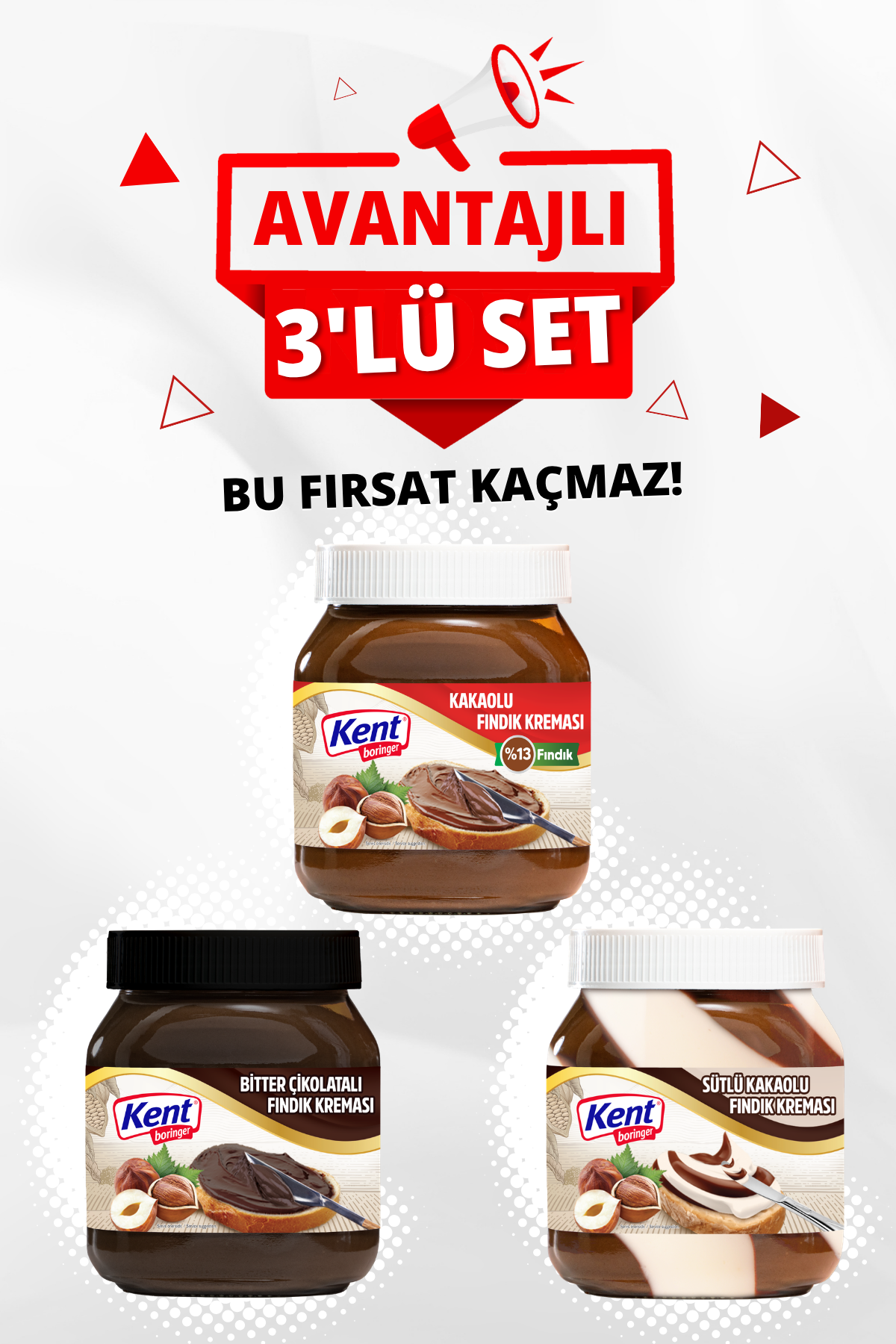 Kent Boringer  Fındık Kreması 3'lü Paketi