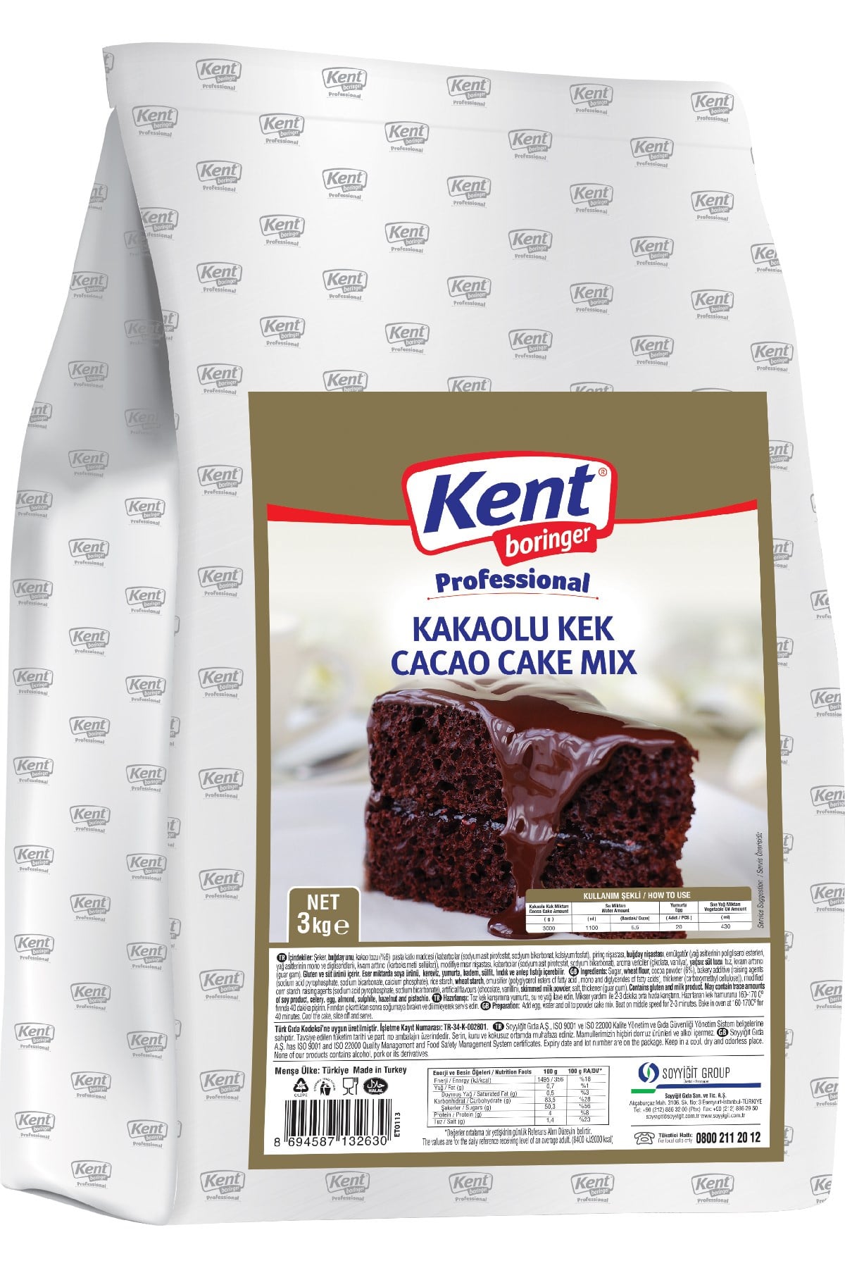 Kent Boringer Kakaolu Kek 3 Kg