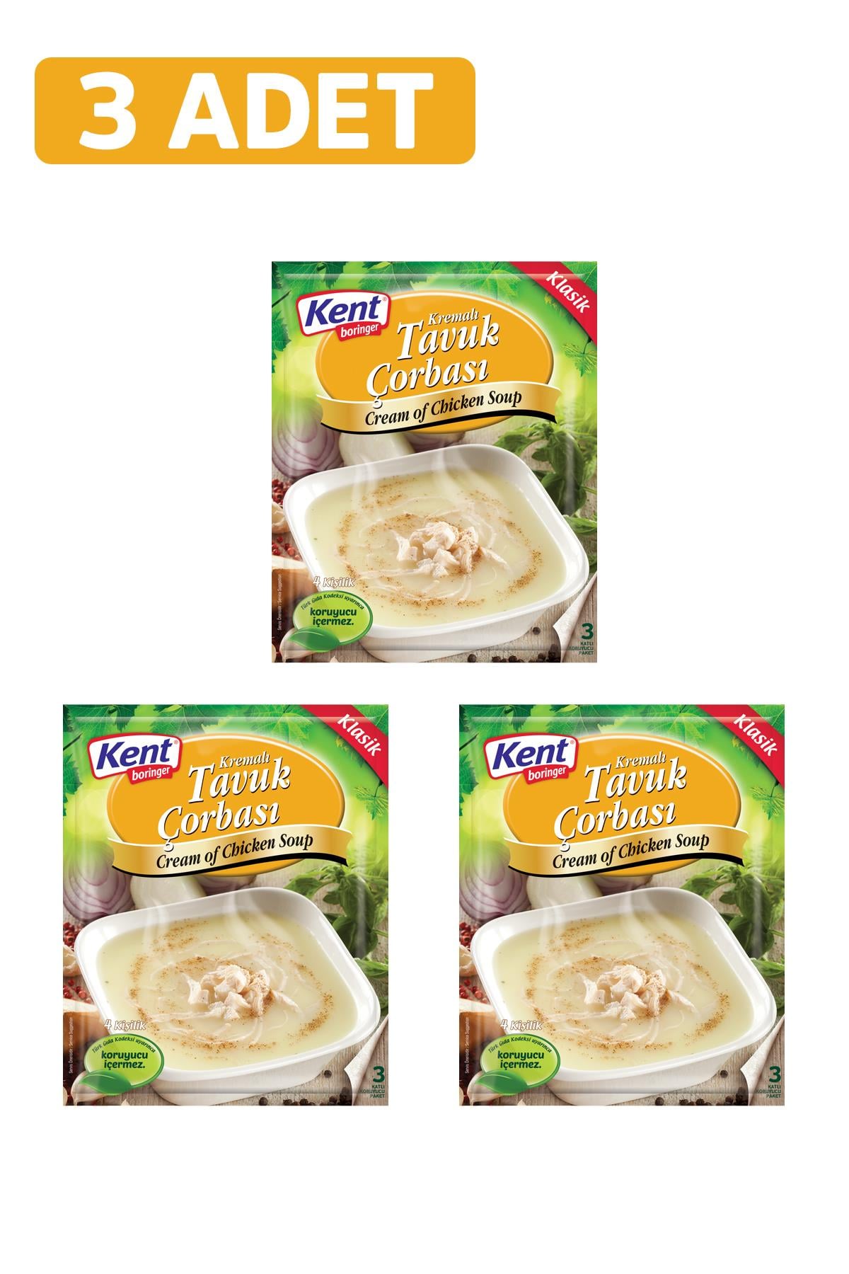 Kent Boringer Kremalı Tavuk Çorbası 65 Gr 3'lü
